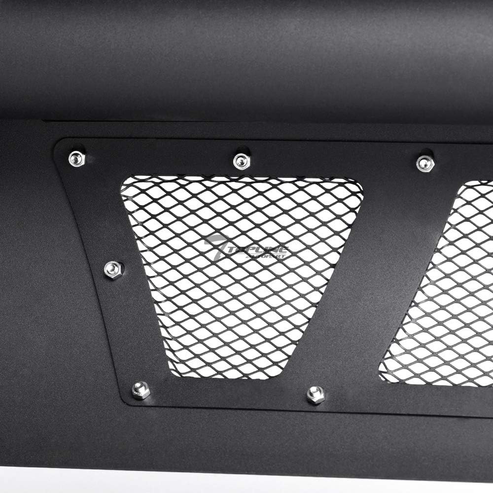 Matte Black Studded Mesh Bull Bar Brush Push Front Bumper Grill Grille Guard With Skid Plate Compatible With 10-23 Toyota 4Runner