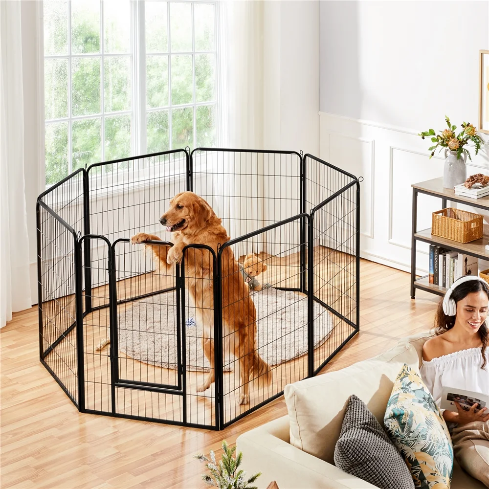 Yaheetech 16 Panels 40″ H Dog Playpen Outdoor Indoor, Black