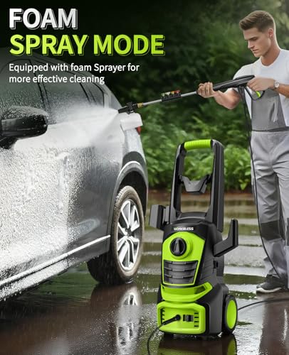 Electric Pressure Washer, 4800PSI 3.0 GPM Power Washer with 4 Quick Connect Nozzles, 400ml Foam Cannon Electric Power Washer Cleaning for Cars, Home, Driveways, Fences, Patios