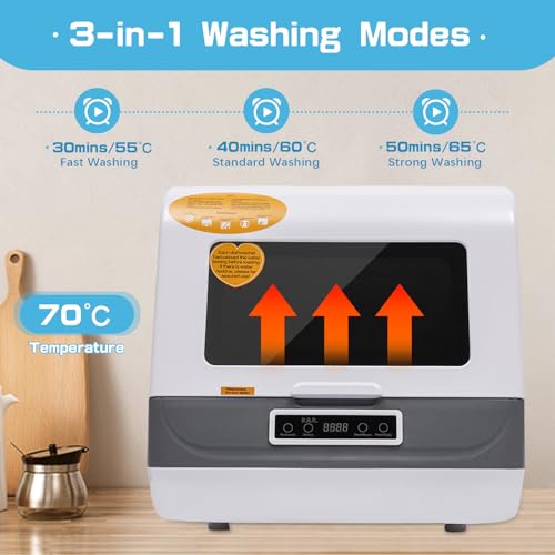 Portable Countertop Dishwasher 5 Wash Programs Streak-Free Deep Cleaning Automatic Dishwasher For Apartments Dormitories Boats & RVs