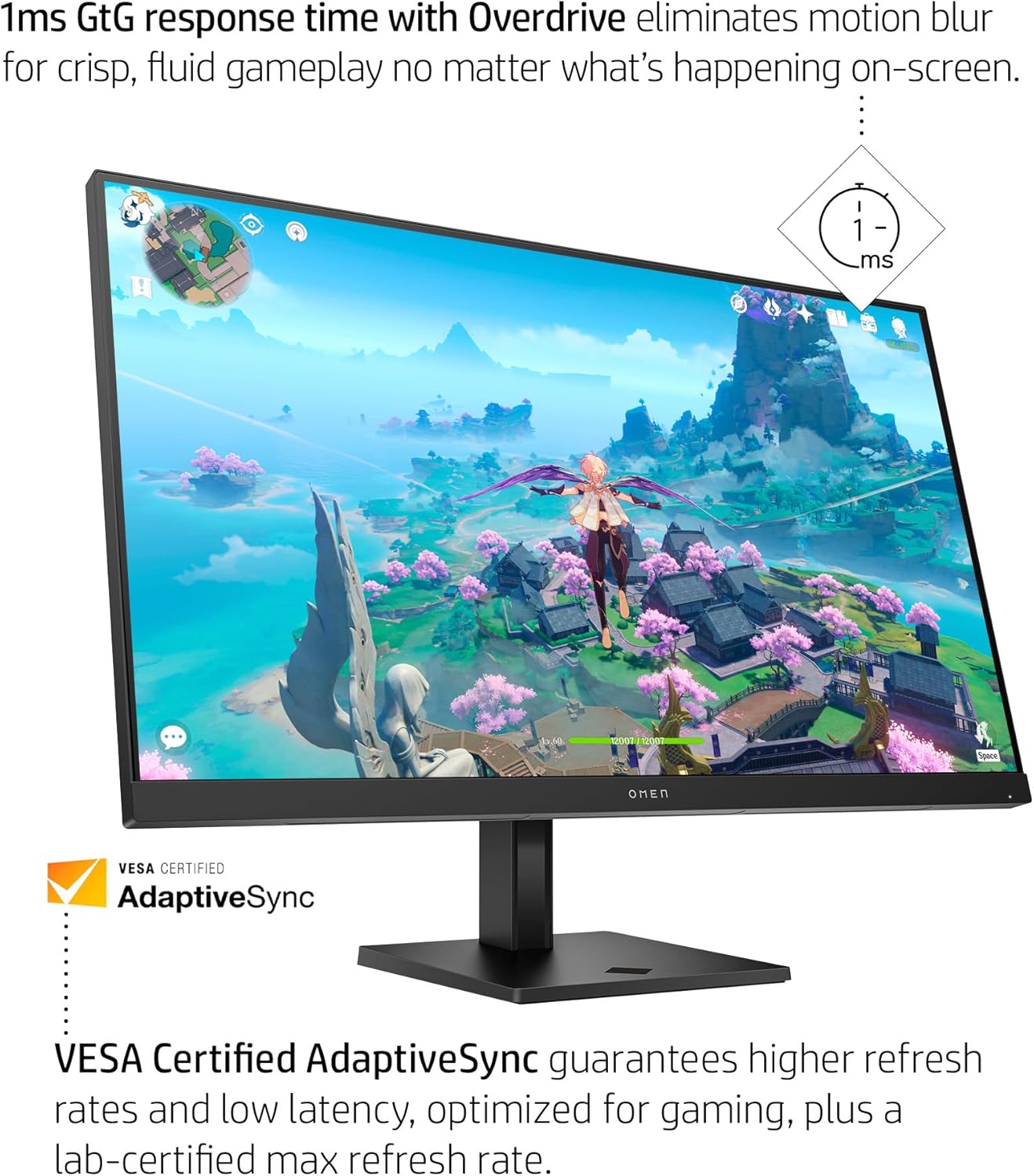 HP OMEN 32q QHD 165Hz Gaming Monitor, QHD Display (2560 x 1440), IPS Panel, 99% sRGB, 95% DCI-P3, 16:9, AMD FreeSync Premium Technology, 32q (2023),Black