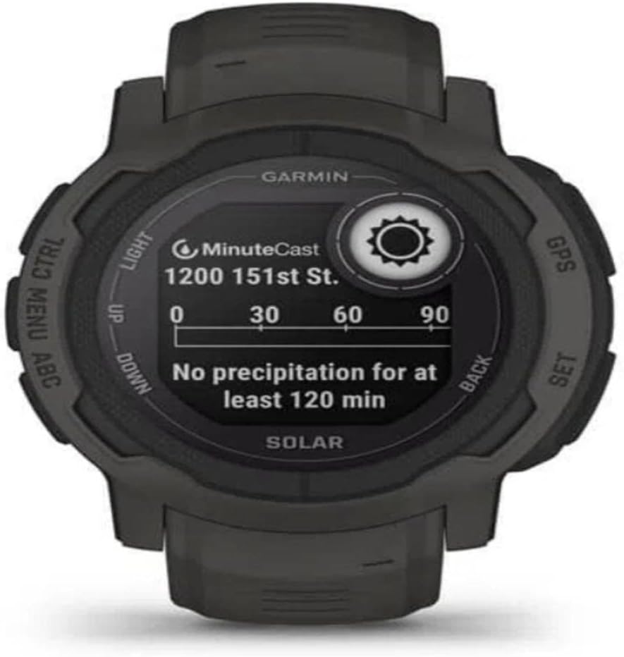 Garmin Instinct 2 Solar, GPS Outdoor Watch, Solar Charging Capabilities, Multi-GNSS Support, Tracbak Routing, Graphite