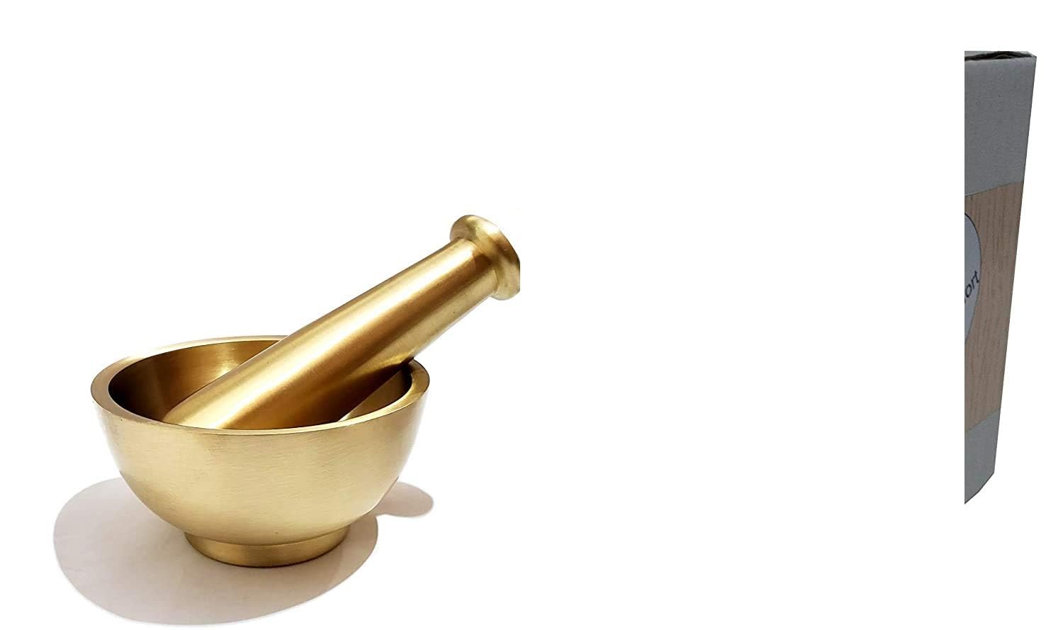 RK_ENTERPRISES Brass Mortar Pestle Set, 1 Piece, 4.5 Inches, Gold