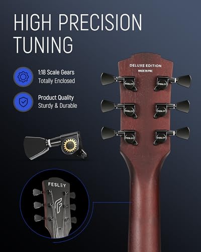 Fesley 39" LP Electric Guitar Kit: Full Size Solid Body Electric Guitars for Beginners with Humbucker Pickups, Poplar Body, Mahogany Neck,22 Frets,6 String Guitar with Gig Bag,Cable,FLP350,Matte,Black