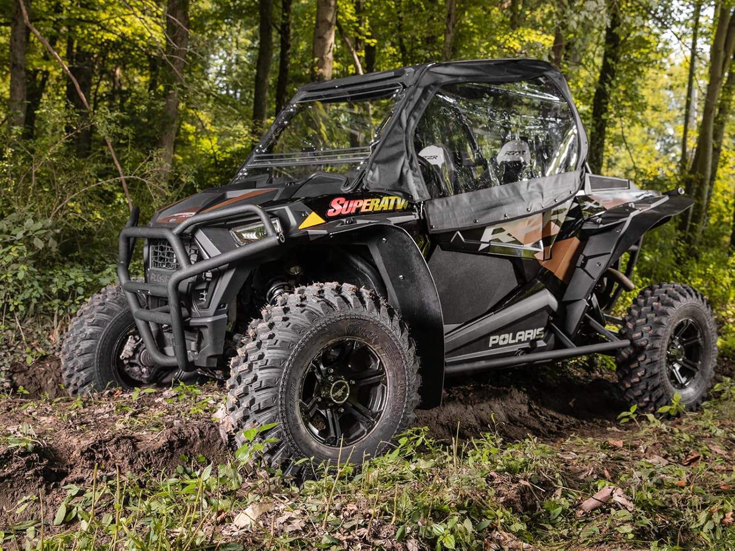 SuperATV Primal Soft Cab Enclosure Upper Doors for 2015-2020 Polaris RZR S 900-2 Upper Doors - Resistant to Water, Tears, UV Rays - Velcro Strips and Snaps Hold Doors Securely to Frame - USA Made