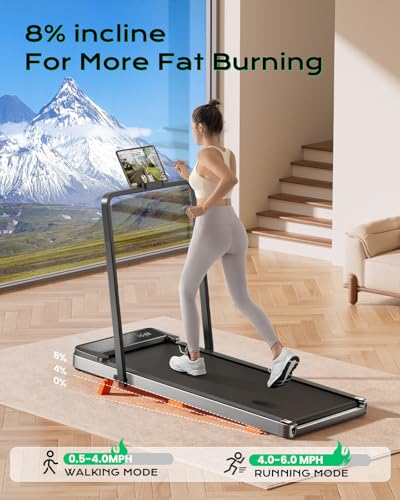 Walking Pad,Treadmill with Incline for Home Office, 2.5HP Portable Under Desk Treadmill with 265 Lbs Capacity,Remote Control, Led Display