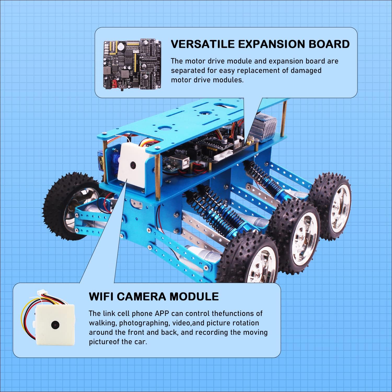 Yahboom Adults Robotic for UNO R3 6WD Robot Kit with Camera DIY Programmable RC Off-Road Car