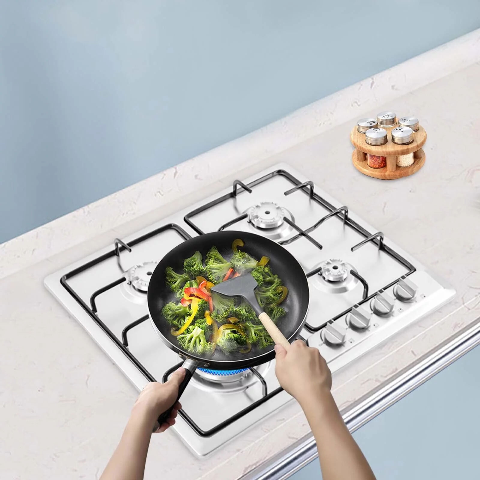 580*520mm Stainless Steel Built-in Gas Cooktop 4 Burners Natural gas LPG Cooktop