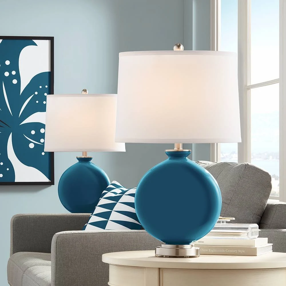 Color + Plus Oceanside Carrie Table Lamp Set of 2, Blue 53E75
