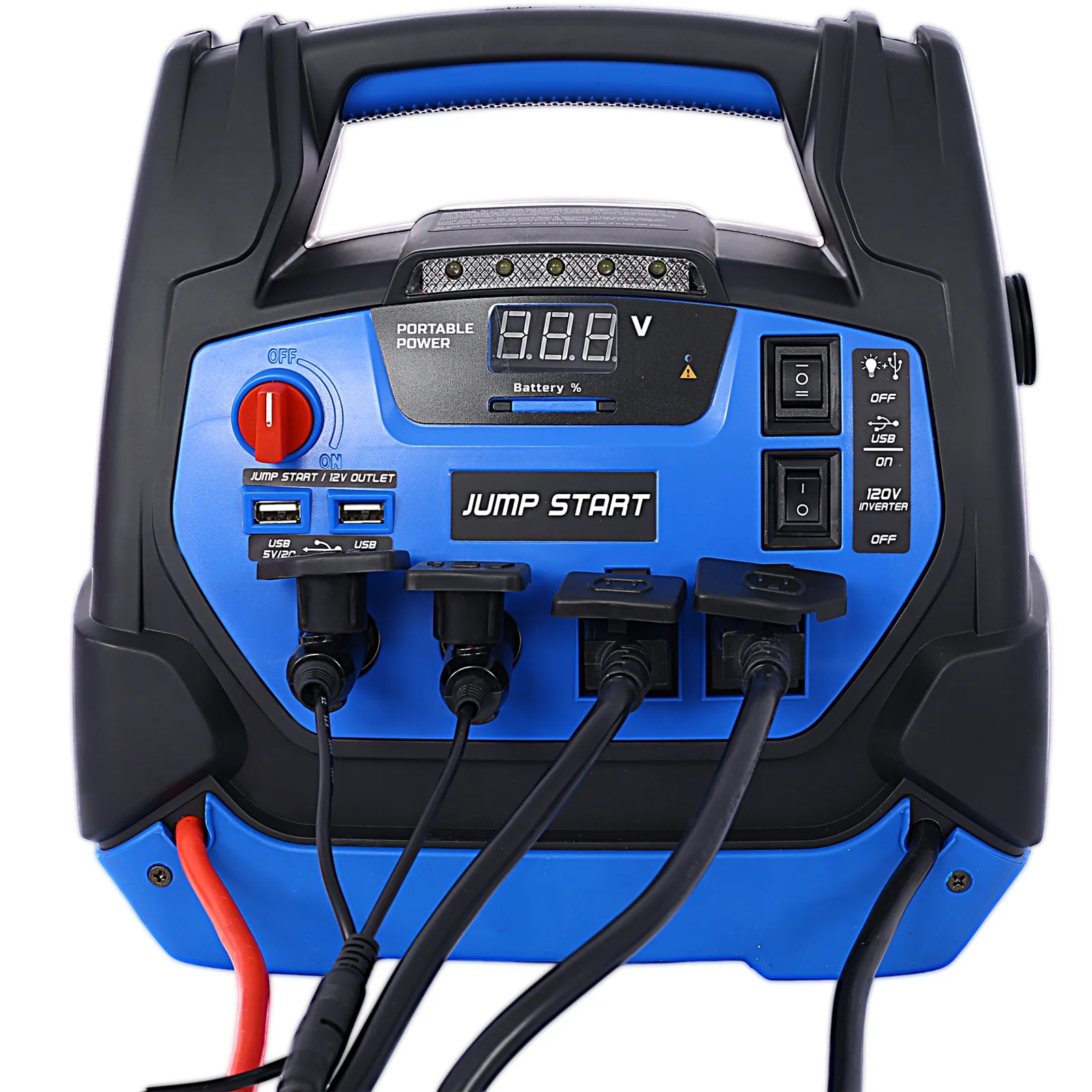 iRerts 1800 Peak Amp Jump Starter, Rechargeable Jump Starter for Gas Diesel Vehicles, Portable Power Station Powerhouse with Air Compressor, 2 DC Outlets, 2 AC Outlets, and 2 USB Ports