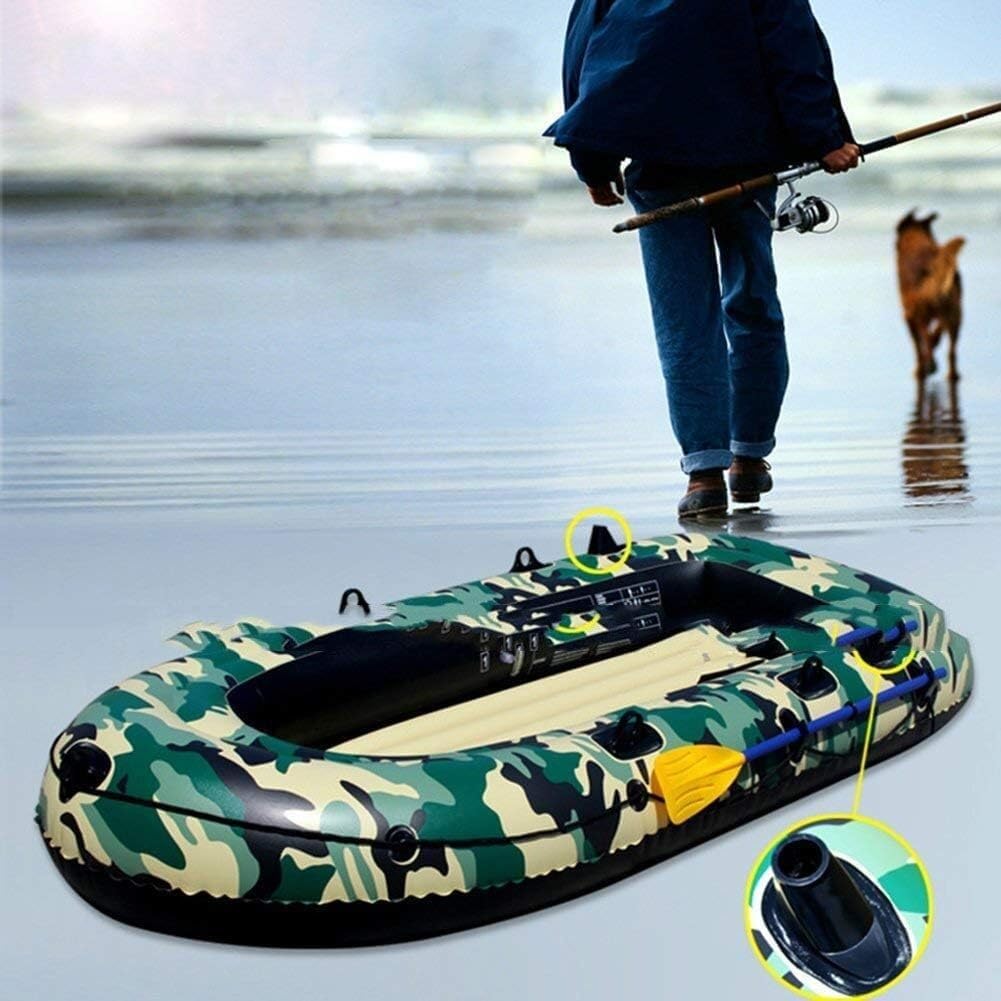 Inflatable Boat (for Adults), Foldable PVC Inflatable Fishing Boat, Heavy Duty Inflatable Canoe with 2 Paddle Holders, for Fishing, Diving