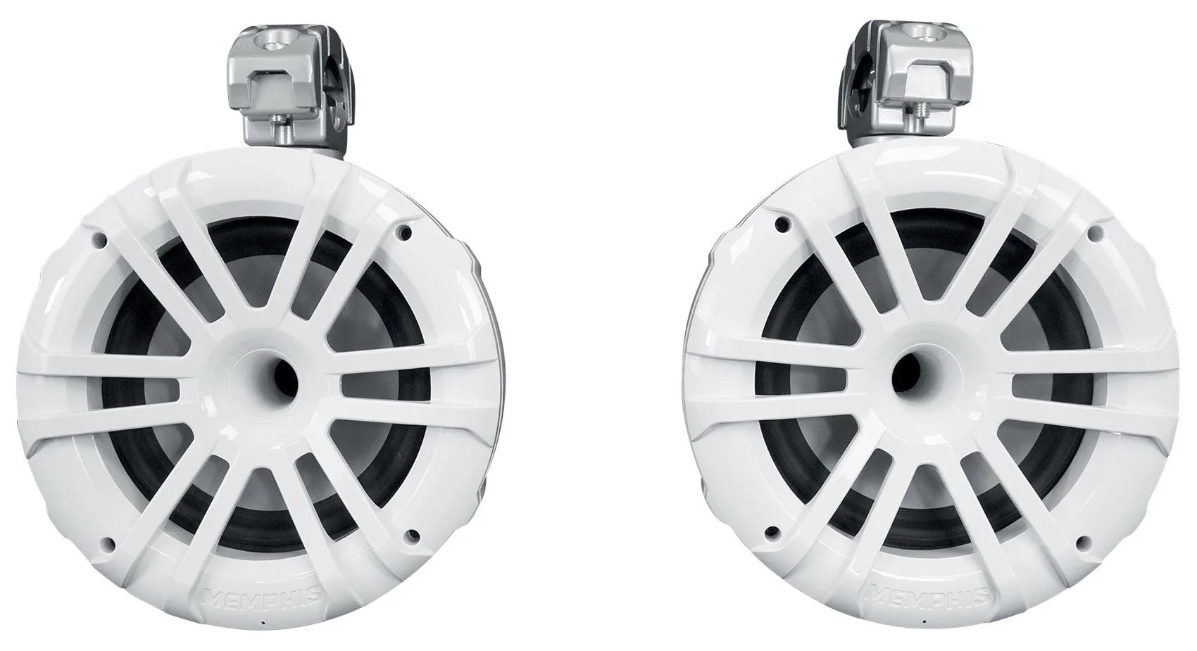 (4) Memphis MXA82TW White 8" Marine Wakeboard Tower Speakers+Single-Din Receiver