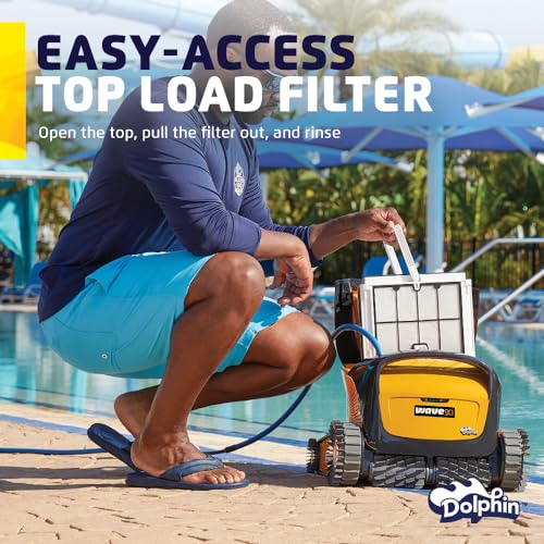 Dolphin W20 Automatic Robotic Pool Vacuum Cleaner Includes Remote Control and Caddy, Floor Cleaning Only, Ideal for Commercial Shallow Depth Pools up to 78 FT in Length