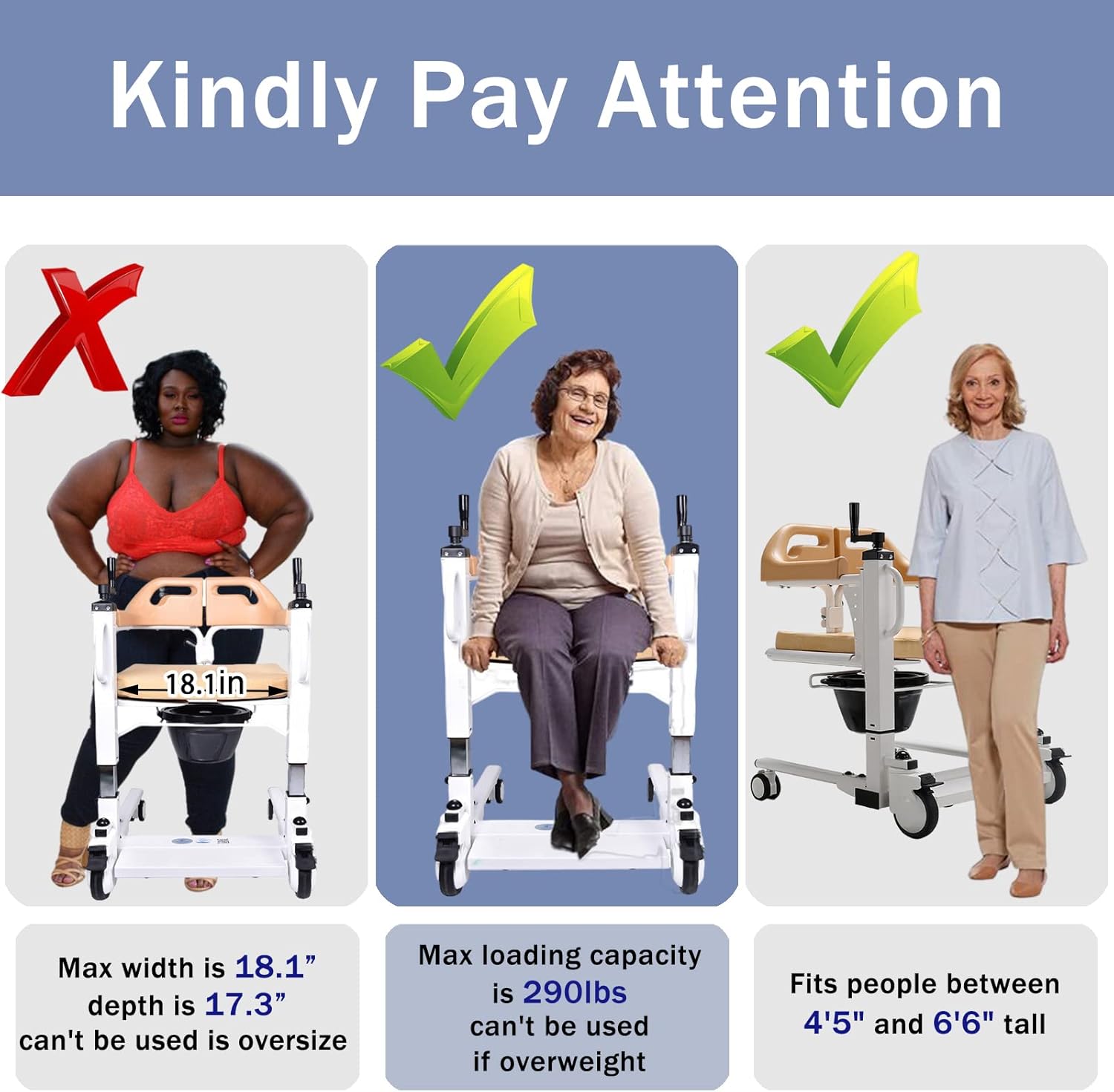 PAYRFV Patient Lift Wheelchair for Home Transport Chair with 180 Split Seat, Patient Transfer Chair Wheelchair Lift Aid, Bedside Commode with Bedpan Bathroom Wheelchair for Handicap Elderly Seniors