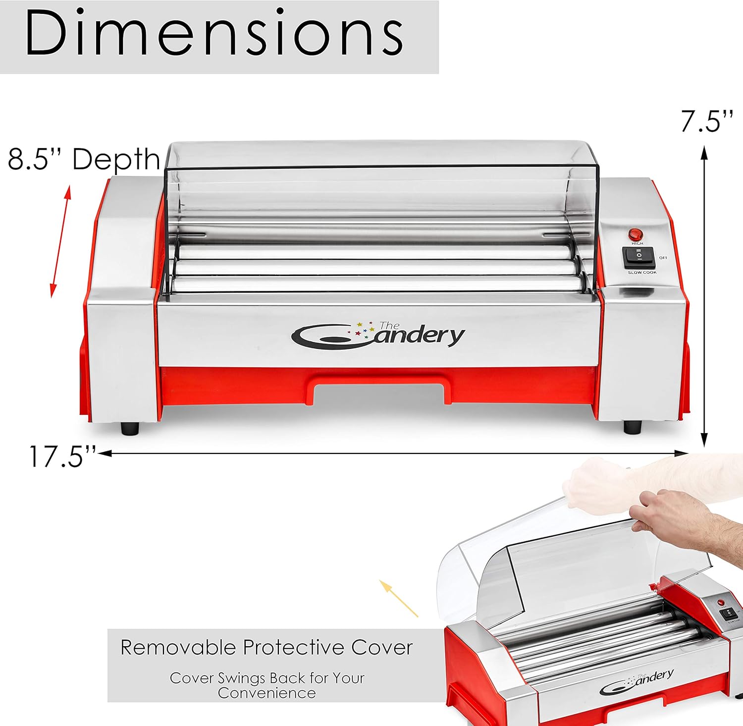 The Candery Hot Dog Roller - Sausage Grill Cooker Machine - 6 Hot Dog Capacity - Household Hot Dog Machine for Children and Adults