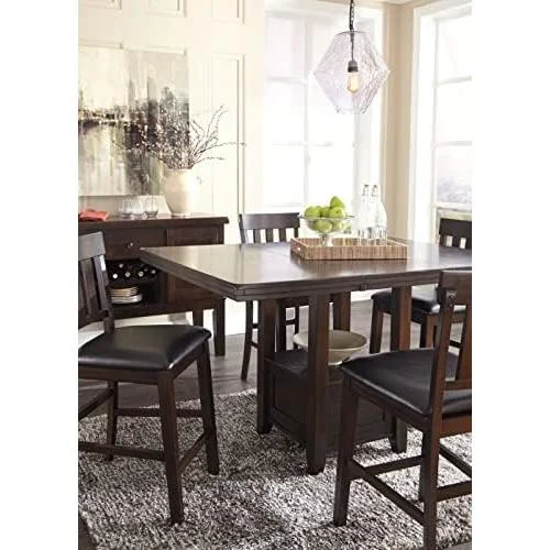 haddigan traditional rectangular 36" counter height dining extension table, dark brown