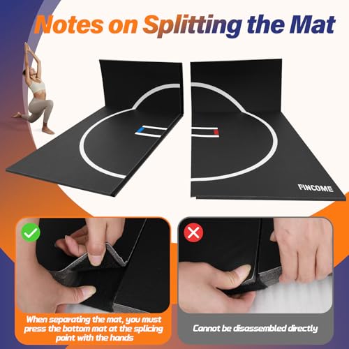 10' x 10' Wrestling Mat for Home Black Jiu Jitsu Wrestling Mats Durable Judo Mats for BJJ MMA Training Roll-Up Design Wrestling Mat for Grappling Martial Art Boxing Judo