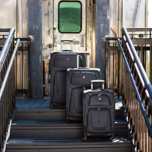 SwissGear Sion Softside Expandable Luggage, Black, Checked-Large 29-Inch