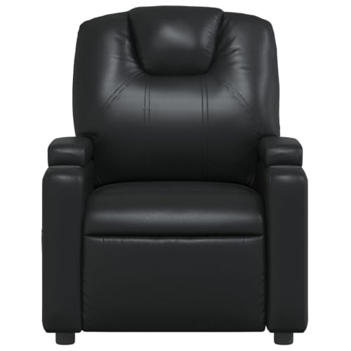Massage Recliner Chair Black Faux Leather,6Point Vibration Massage Recliner Chair with Faux Leather Upholstery for Ultimate Comfort Living Room Armchairs, Recliners & Sleeper Chairs