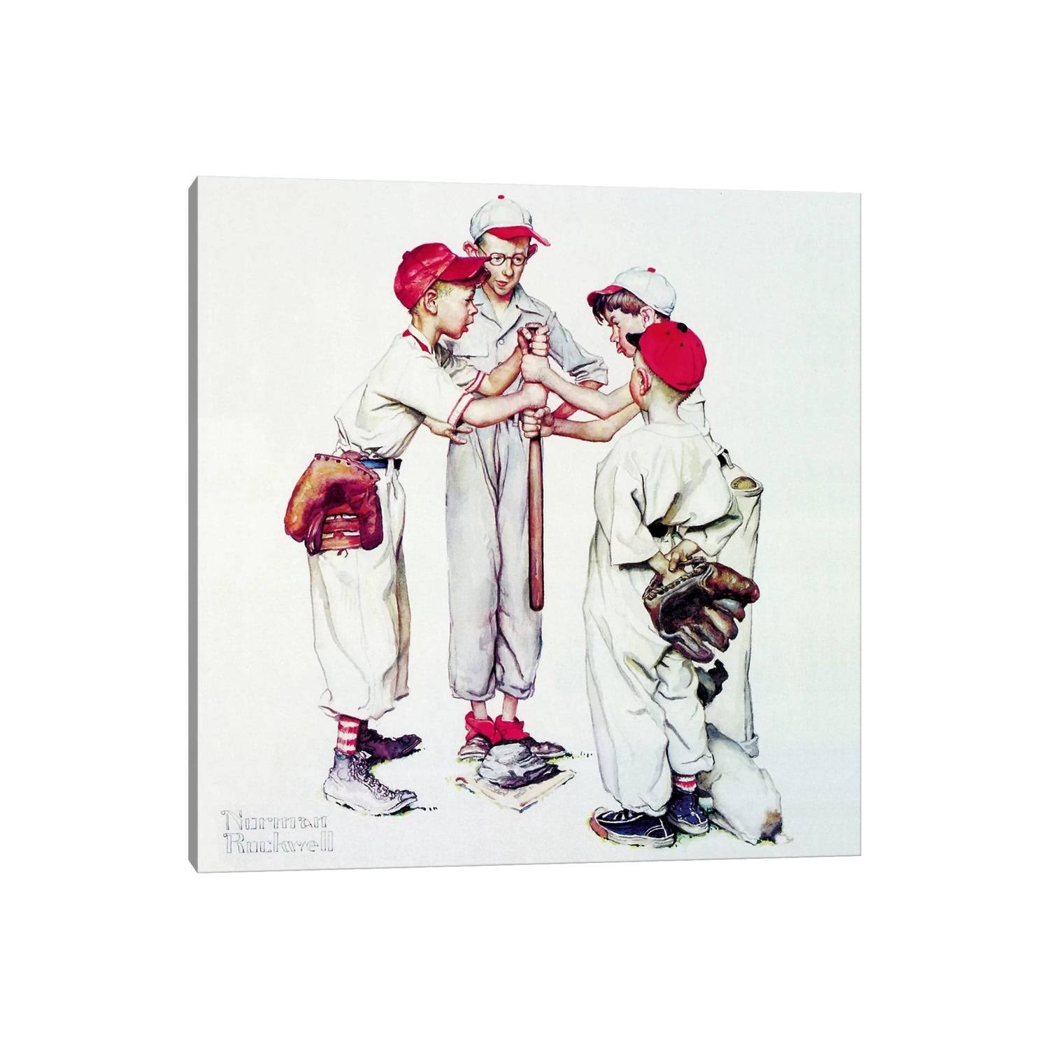 iCanvas Norman Rockwell &Choosing Up (Four Sporting Boys Baseball)& Canvas Art