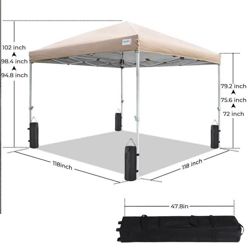 Quictent 8&x8& Pop Up Canopy with Netting (3 Colors ) Tan
