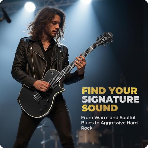Fesley 39" LP Electric Guitar Kit: Full Size Solid Body Electric Guitars for Beginners with Humbucker Pickups, Poplar Body, Mahogany Neck,22 Frets,6 String Guitar with Gig Bag,Cable,FLP350,Matte,Black