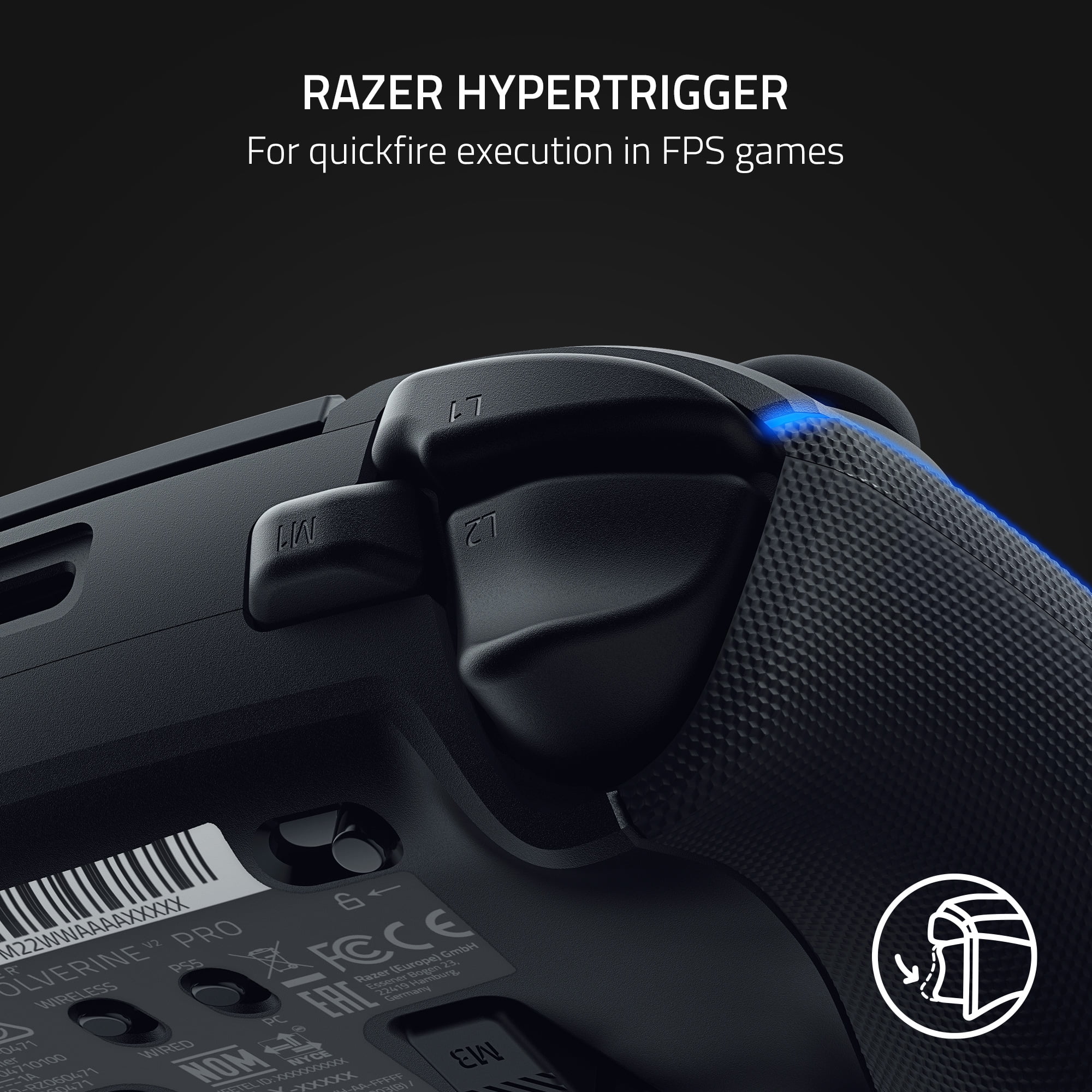 Razer Wolverine V2 Pro Wireless Gaming Controller for PlayStation 5 / PS5, Mecha-Tactile Buttons, Chroma RGB, Black