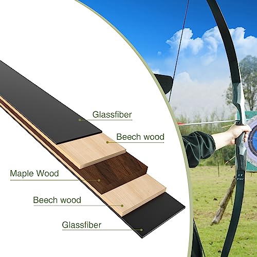 Black Hunter Takedown Recurve Bow, 60" with Ergonomic Design for Adults Beginners to Advanced Outdoor Practice & Hunting (25-60 lbs)