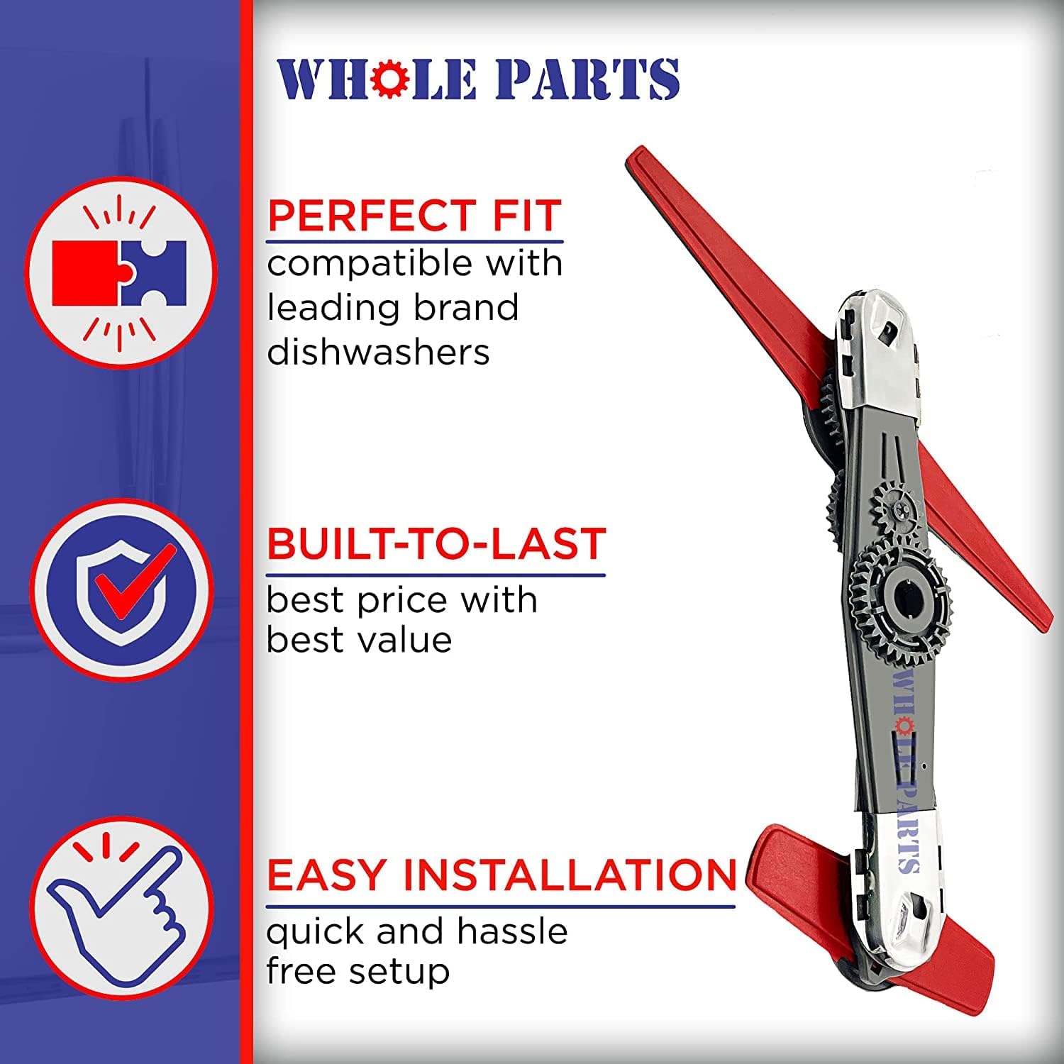 Whole Parts Dishwasher Lower Spray Arm Assembly Part # W10859935 - Replacement & Compatible With Some Kenmore and Whirlpool Dishwashers