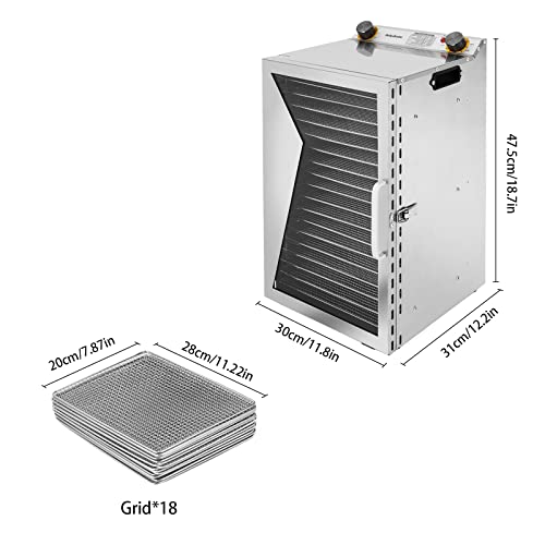 Food Dehydrator 18-Tray Commercial Dehydrators Dryer Machine Dehydrator for Jerky Large-capacity Dehydrator 360°Dehydrator Machine for Jerky Herb Meat Beef Fruit Vegetables 600W