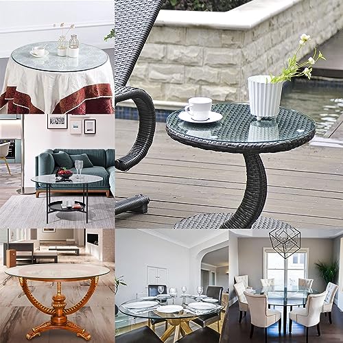 SAGIDAR Round Tempered Glass, Tempered Glass Round Table Top, Round Table Top, Kitchen Furniture, Glass Table Top for Dining Table, Clear Round Glass Top, 15IN 20IN 30IN 35IN 40IN