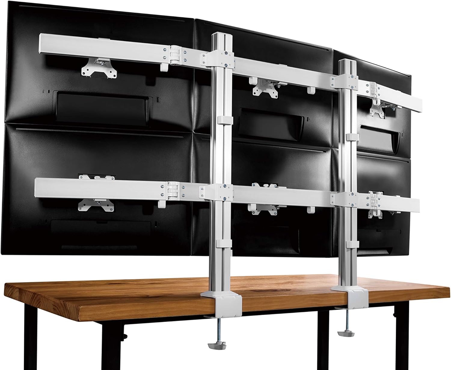 TechOrbits Hex Monitor Stand - Six Screens Heavy Duty Aluminum Monitor Arms - 6 Monitor Premium Mount