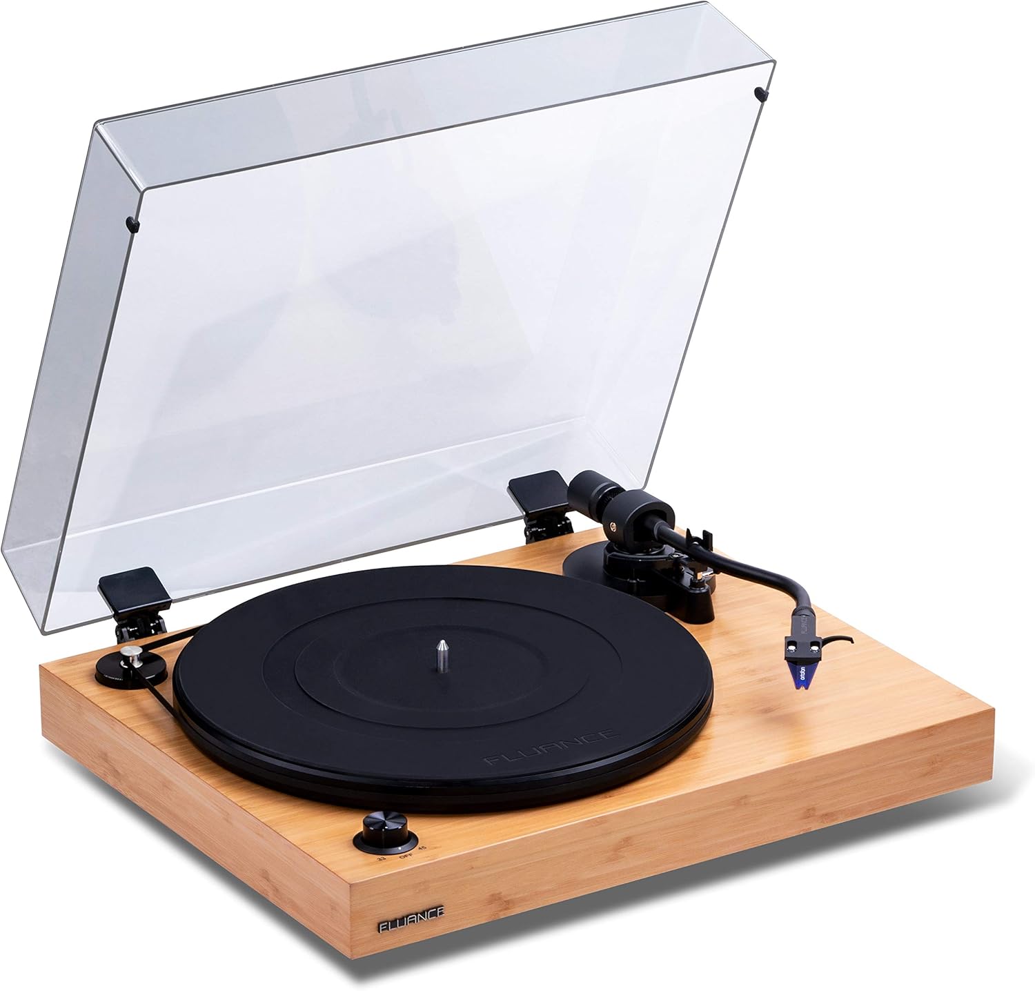 Fluance RT84 Reference High Fidelity Vinyl Turntable Record Player with Ortofon 2M Blue Cartridge, Speed Control Motor, Solid Wood Plinth, Vibration Isolation Feet - Piano Black