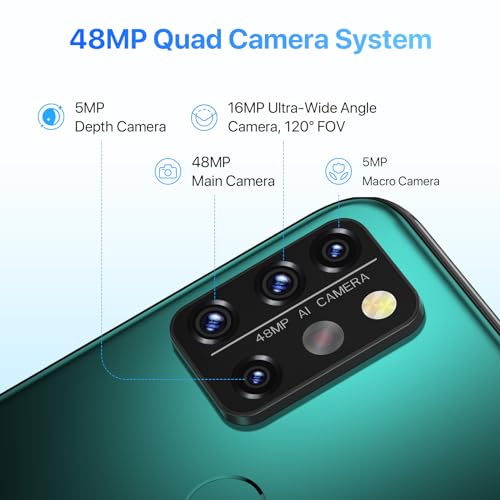 UMIDIGI A9 Pro Cell Phone (8GB+128GB), 6.3" FHD+ Full Screen Unlocked Smartphone with 4150mAh Battery + 48MP AI Quad Camera - LTE Dual 4G SIM Android 11 Phone (8+128G, Forest Green)