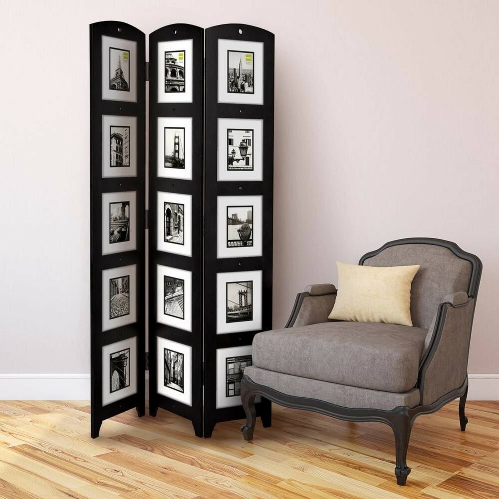 Nexxt Triple 15-Photo Panel Floor Screen - Black