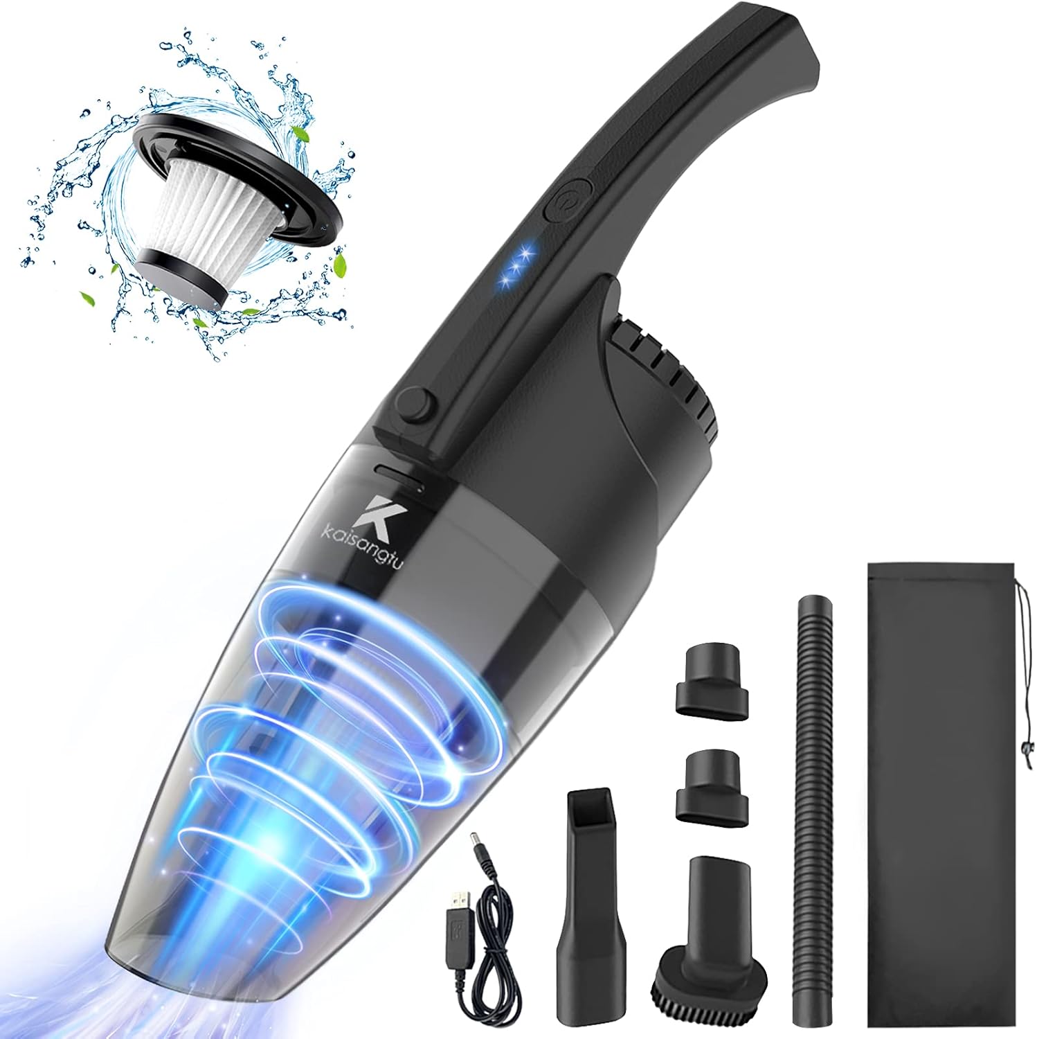 Car Hand Vacuum Cordless Rechargeable, 7000Pa High Power Hand Held Vacuum Mini Car Vacuum Cleaner Portable Handheld Vacuum Cordless Wet Dry Vacuum for Home, Car, Pet Hair 120W