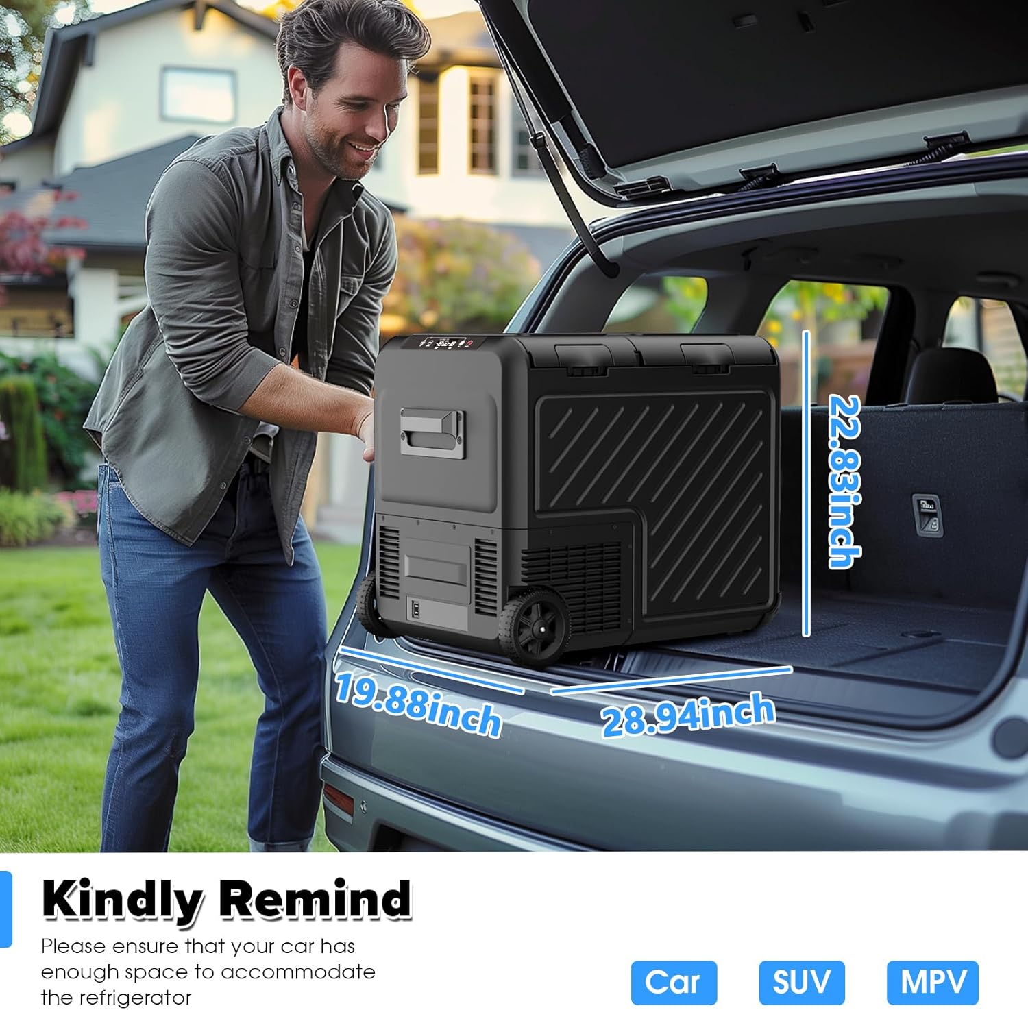 12 Volt Car Refrigerator, 48 Quart (45L) Dual Zone Electric Cooler -8°F-68°F, Compressor Portable Freezer with 12/24V DC 100/240V AC for Vehicles, Camping, Travel and Home Use