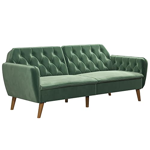 Novogratz Tallulah Memory Foam Futon, Convertible Couch, Camel Faux Leather