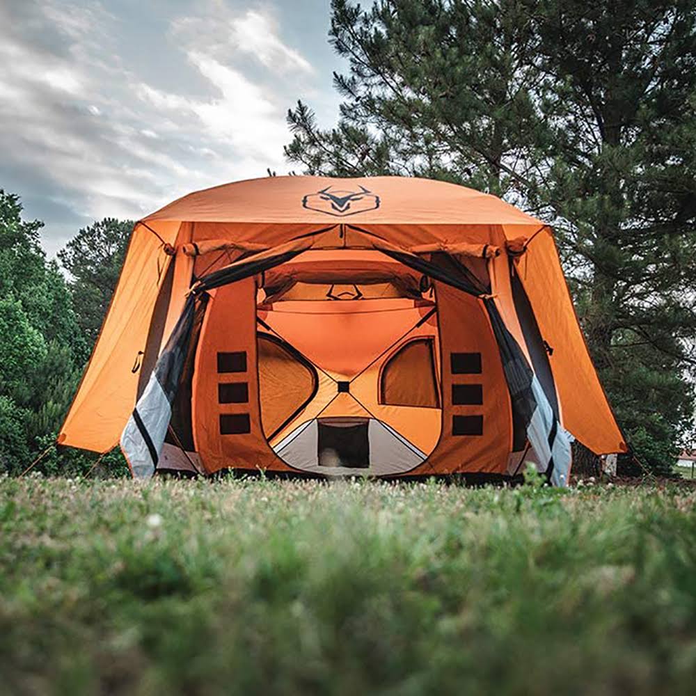 Gazelle T4 Plus 8 Person Portable Pop Up Camping Hub Tent w/Screen Room, Orange