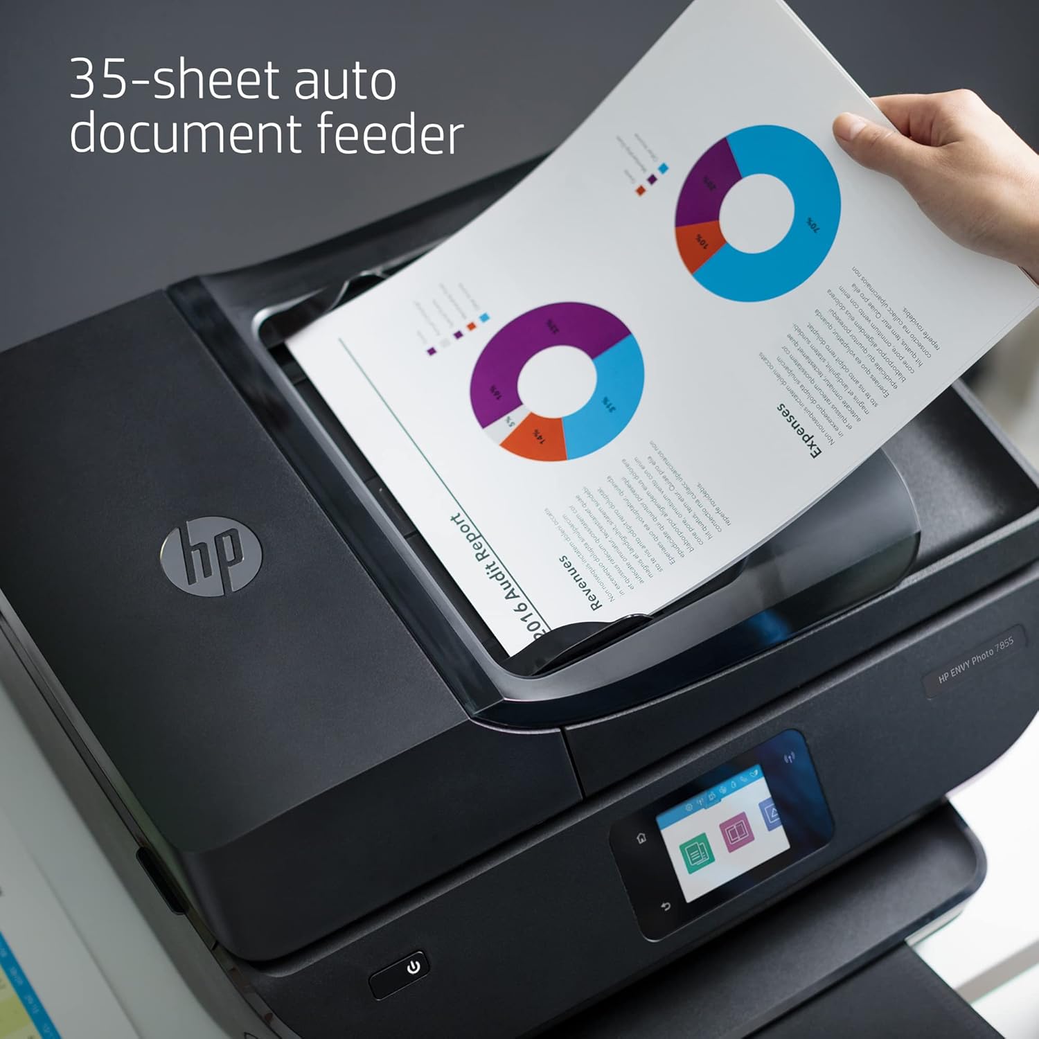 HP ENVY 78 55 Wireless All-In-One Color Inkjet Photo Printer, Black- Print Copy Scan Fax - 2.65" Touchscreen CGD, 15 ppm, 4800x1200 dpi, Auto 2-Sided Printing, 35-page ADF, Ethernet, Instant Ink Ready