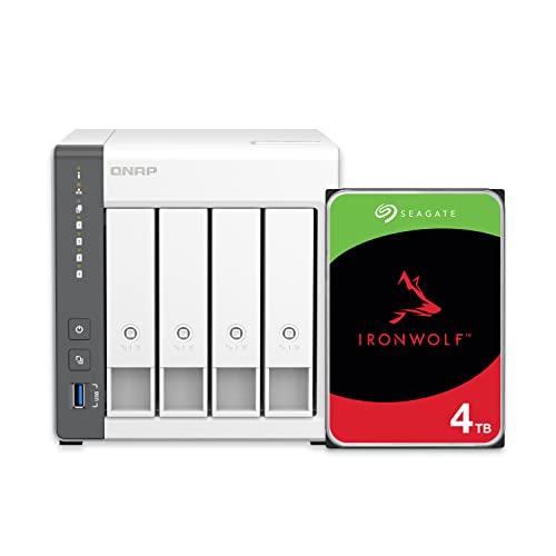 QNAP 4 Bay NAS with 12TB Storage Capacity, Preconfigured RAID 5 Seagate IronWolf Drives Bundle, 2.5GbE Ports (TS-433-4G-44ST-US)