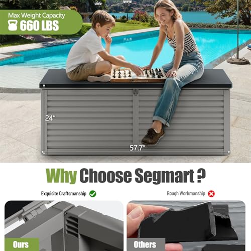 130 Gallon Outdoor Storage Box, Waterproof Lockable Deck Box, Equipped with Handles, Easy to Move, Suitable for Gardens, Yards (Black)