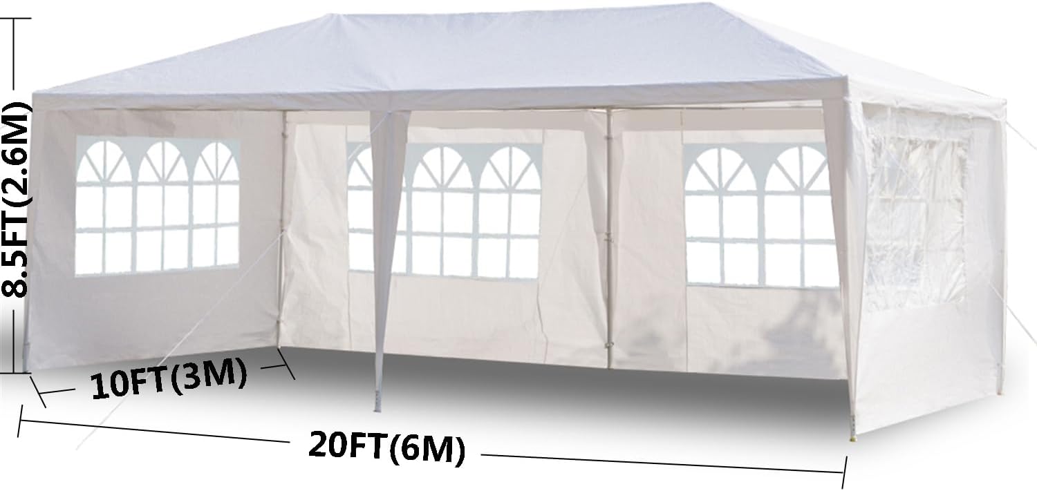 Upgraded Outdoor Party Tent, Large Tents for Parties, Event, Wedding, Outdoor Canopy Tent with Sidewalls and Windows, Gazebo Tent for Backyard, Garden and Patio (10'x20' 4 Sidewalls)