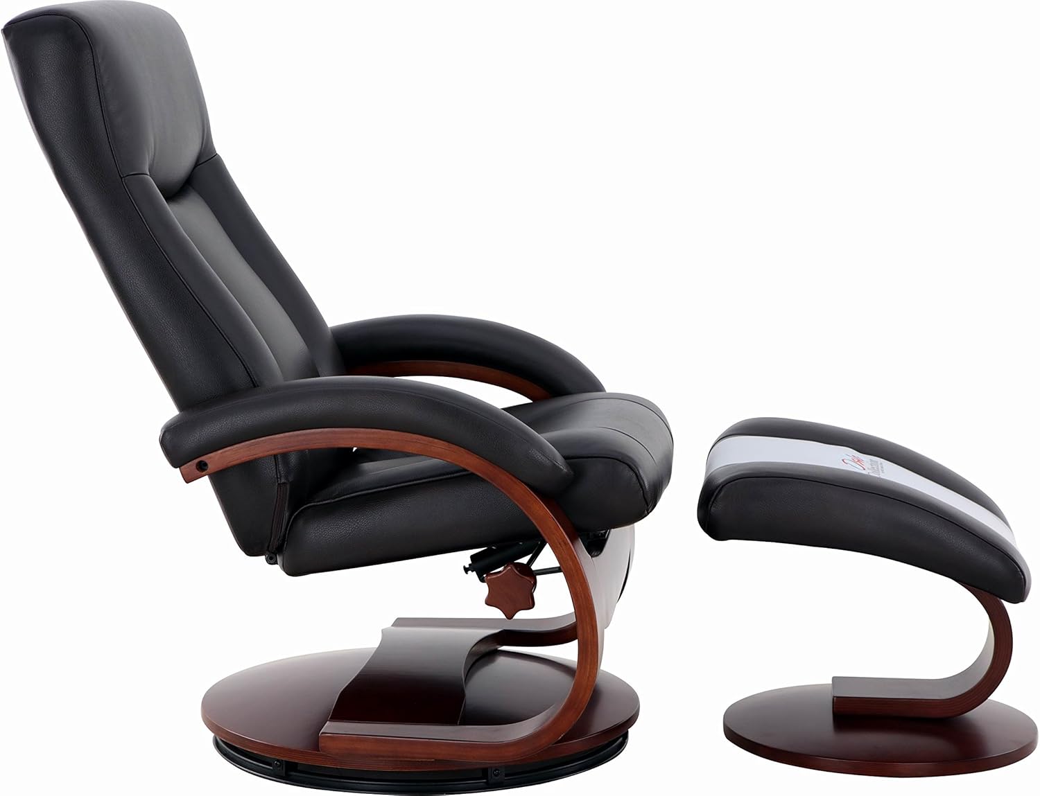 Hamilton Recliner and Ottoman in Black Top Grain Leather