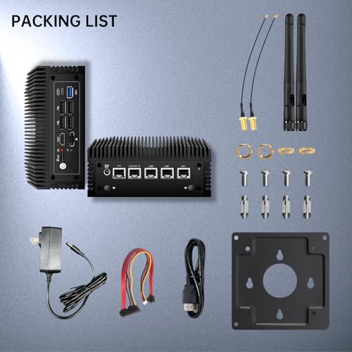 FORTEKCHEKIN N100 Mini PC Home Firewall Appliance, 12th Gen CPU Fanless N100 Mini PC Pfsense Router, 4 LAN Computer POE in, I225 2.5GbE, 1xRJ45 COM, 1xUSB-C, 5 x USB, HD+DP