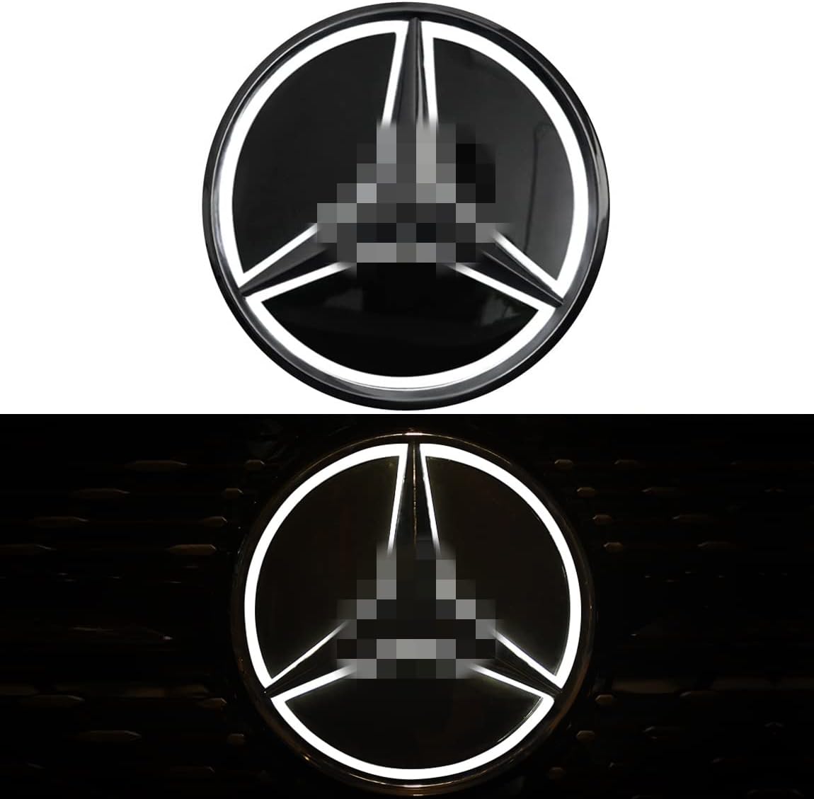 W205 Front Grille Star Emblem LED Logo, Bright Illuminated Badge for 2011-2019 Mercedes C/E/A/B-Class Pack of 2