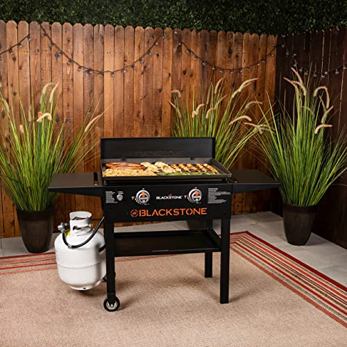 Blackstone 1924 28 Inch Camp Gas Griddle with Hard Cover Heavy Duty Flat Top Griddle Grill Station for Kitchen, Camping, Outdoor, Tailgating, Tabletop, Countertop Black