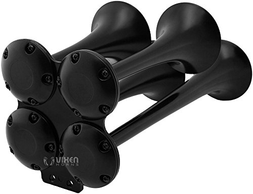 Vixen Horns Train Horn Kit for Trucks/Car/Semi. Complete Onboard System- 200psi Air Compressor, 2.5 Gallon Tank, 4 Trumpets. Super Loud dB. Fits Vehicles Like Pickup/Jeep/RV/SUV 12v VXO8325/4114B