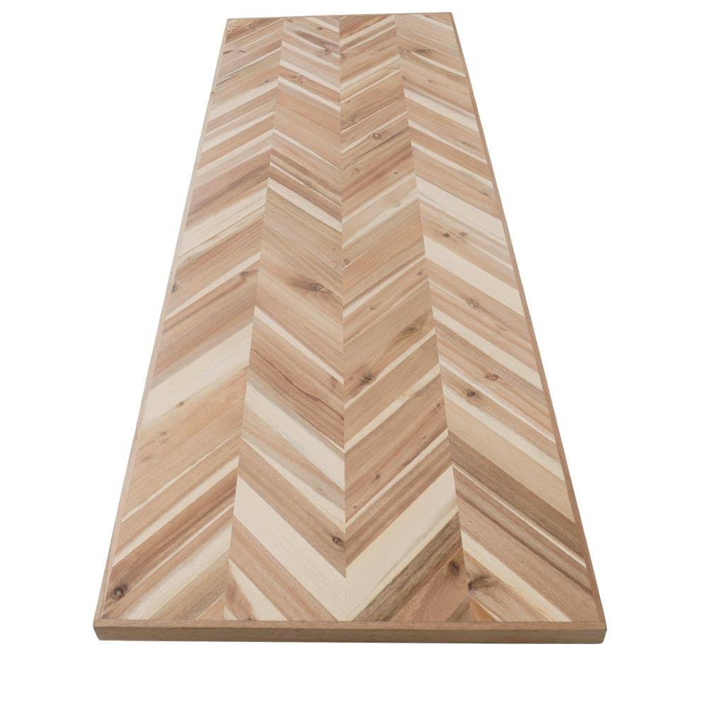 CenterPointe 8.167-ft Chevron Straight Butcher Block Acacia Kitchen Countertop in Brown | ACCHEV2598CP