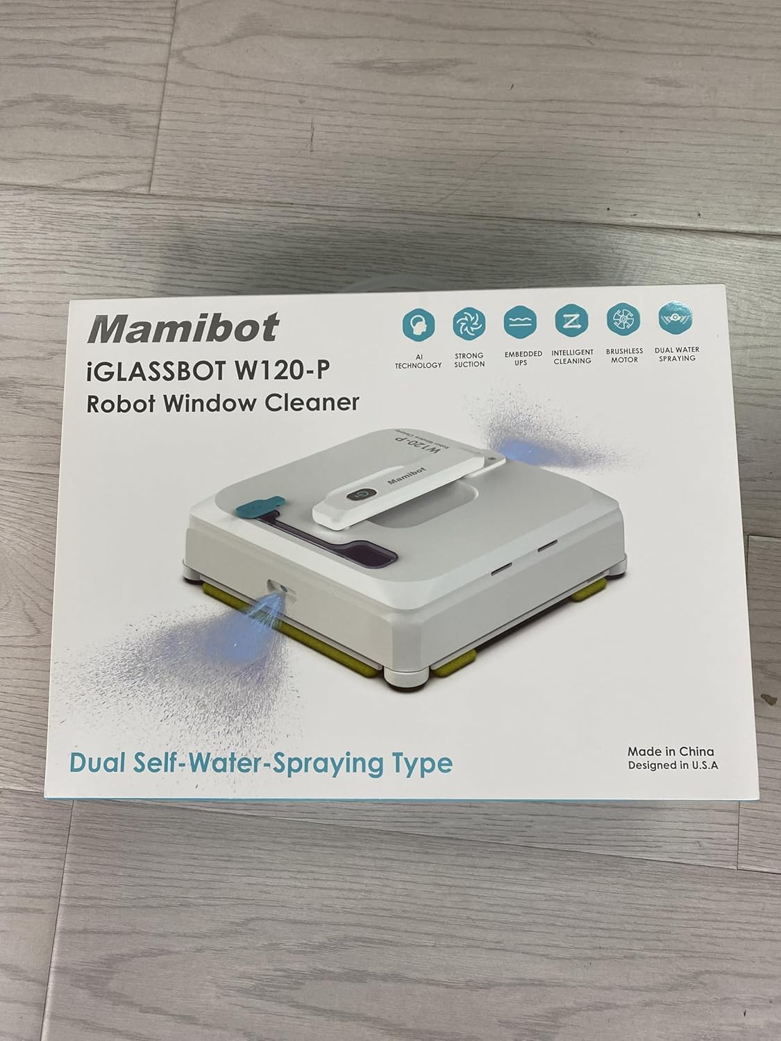 Mamibot W120-P Automatic Dual Water Spray Window Cleaning Robot with Anti-Falling Sensor Edge Detection Technology,Robotic Window Cleaner for Indoor&Outdoor Glass Cleaning